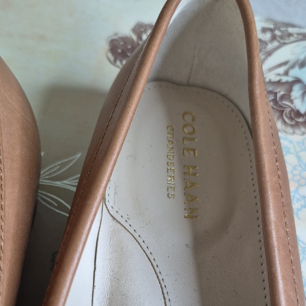 Cole Haan Tan Leather Loafers with Gold Buckle - Picture 7 of 7